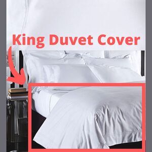 NIB $629 Frette at Home Tiber‎ King Duvet Cover in white [ KING ] #D218